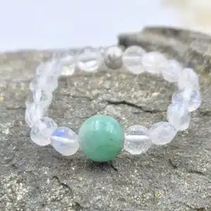 PIERRE DE LUNE et EMERAUDE - Création bague ajustable