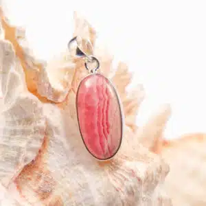 RHODOCROSITE - Très joli pendentif de forme ovale monté sur Argent 925/1000