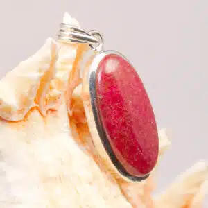 RHODONITE Rose - Cabochon ovale monté en Pendentif en Argent 925/1000