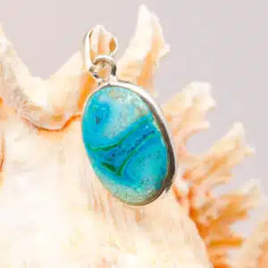 SHATTUCKITE - Joli Cabochon ovale monté en pendentif sur Argent 925/1000