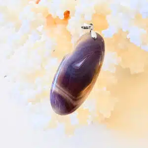 AGATE DU BOTSWANA Grise - Joli pendentif de forme ovale