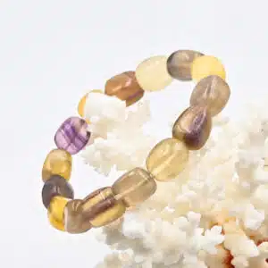 FLUORITE BANDE (jaune et mauve) - Bracelet en perles de forme olive