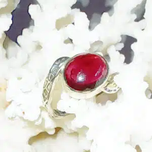 GRENAT ALMANDIN - Bague ciselée en argent 925 Taille 54