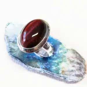 ŒIL DE TAUREAU - Cabochon ovale monté sur Bague réglable en Argent 925/1000