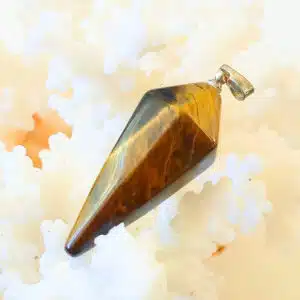 OEIL DE TIGRE - Pendentif monté en forme de prisme