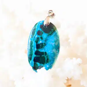 CHRYSOCOLLE MALACHITE - Très beau pendentif ovale