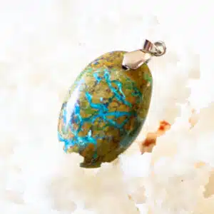 TURQUOISE du Tibet - Pendentif de forme ovale