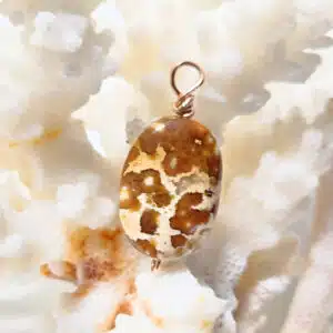 JAPSE LEOPARDITE - Création Pendentif ovale monté sur tige acier dorée à l'or fin