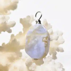 CALCEDOINE BLEUE - Création Pendentif perle ovale sur tige acier