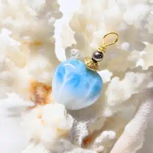 LARIMAR - Création d'un pendentif avec tige en acier dorée à l'or fin