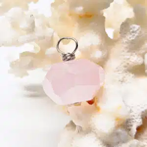 QUARTZ ROSE - Création pendentif avec perle facettée montée sur tige acier