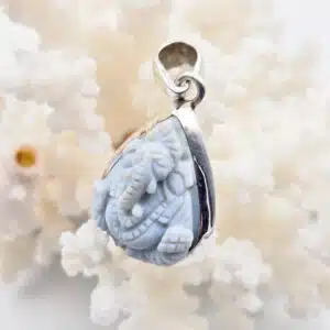 OPALE BLEUE - Très joli pendentif Ganesh monté sur Argent 925/1000