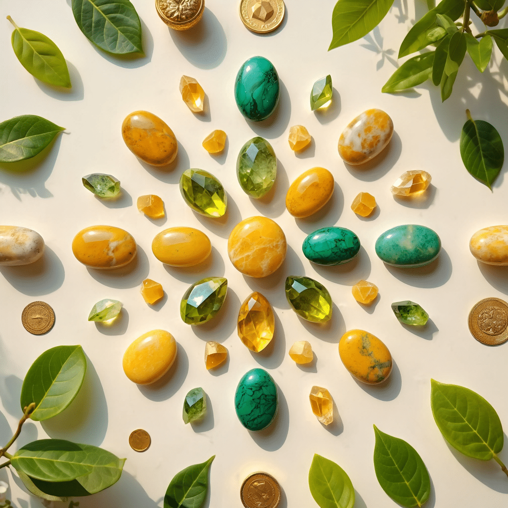 Pierres d’abondance : comment les pierres jaunes et vertes attirent prospérité, chance et croissance