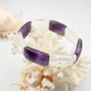 AMETHYSTE et CRISTAL de ROCHE - Bracelet avec des cabochons