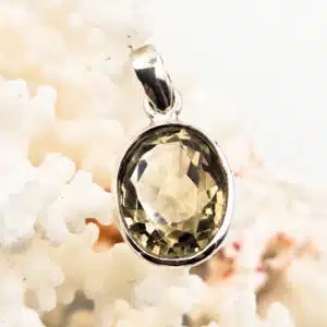 CITRINE - Pendentif ovale facettée monté sur argent 925/1000