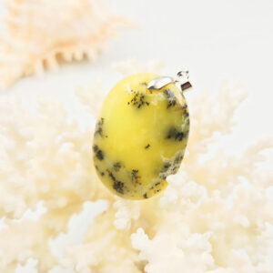OPALE COMMUNE DENDRITIQUE jaune - Pendentif ovale