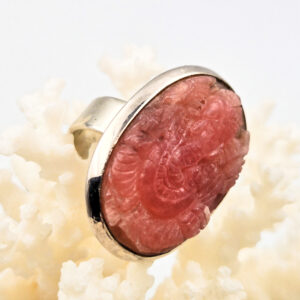 RHODOCROSITE - Incroyable Bague Ganesh ovale monté sur Argent 925/1000 - Réglable